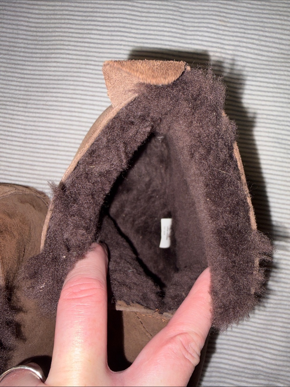 L.L.Bean Wicked Good Boot Moc Slippers Suede Shearling Lined Brown 8M - Picture 6 of 8
